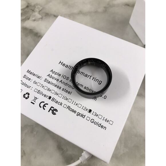 Smart Rings BLACK Size 13 STAINLESS STEEL Android 5.0+ or Apple iOS 10.0+ - Picture 2 of 8